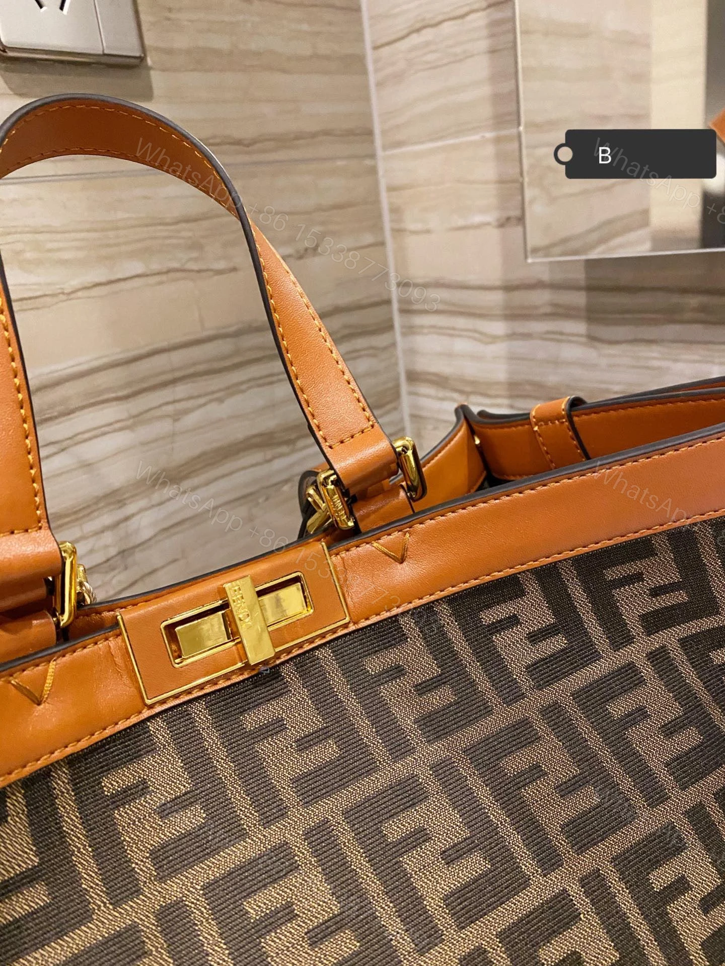 View 8 of Fendi Peekaboo X-Tote Green Canvas