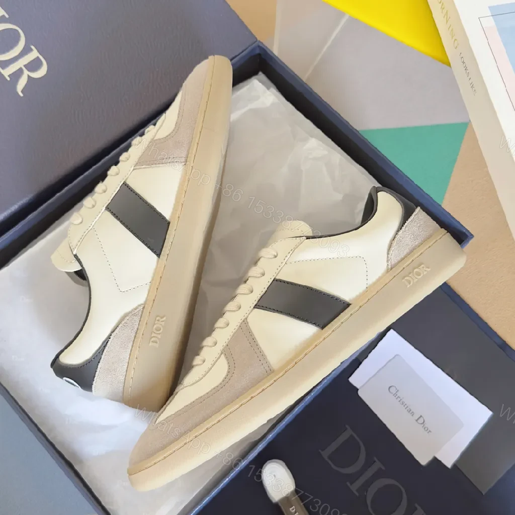 View 8 of Cream Leather-Trim Luxe High-Top: Durable Designer Sneaker