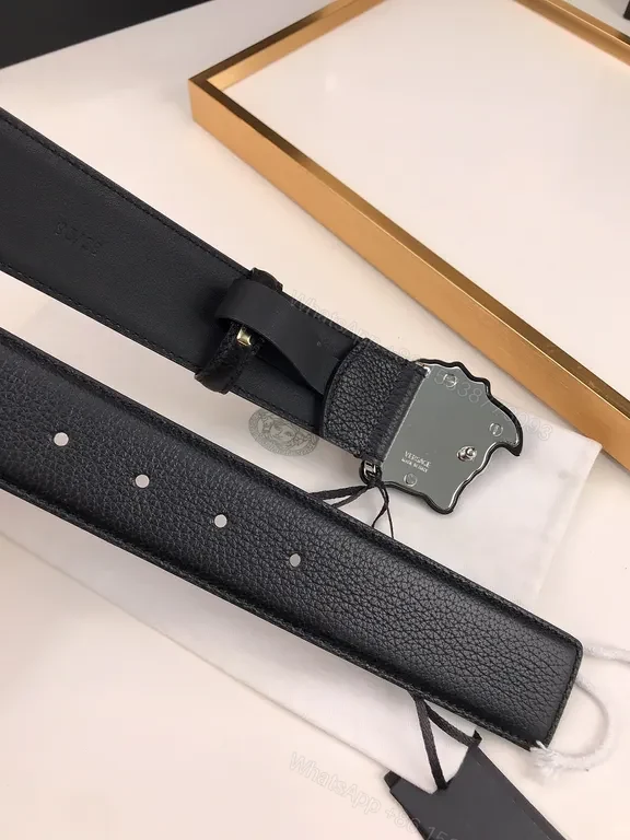 View 9 of Iconic Medusa Buckle Belt: Premium Black Leather, Versace Style