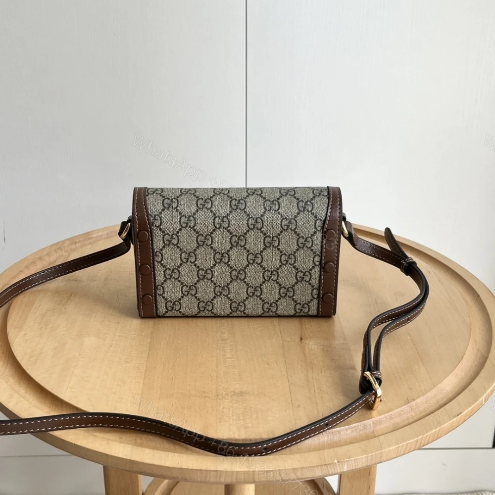 View 5 of Gucci Horsebit 1955 Mini Bag‎ Beige And Dark Brown GG Supreme 18Cm 699296 92TCG 8563