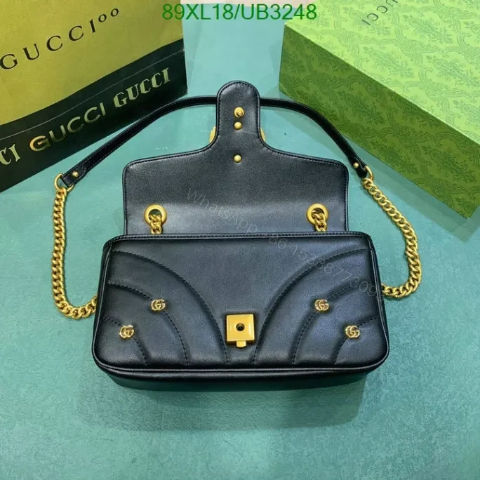 View 7 of Gucci GG Marmont Quilted Inspired Shoulder Bag UB3248 in Black