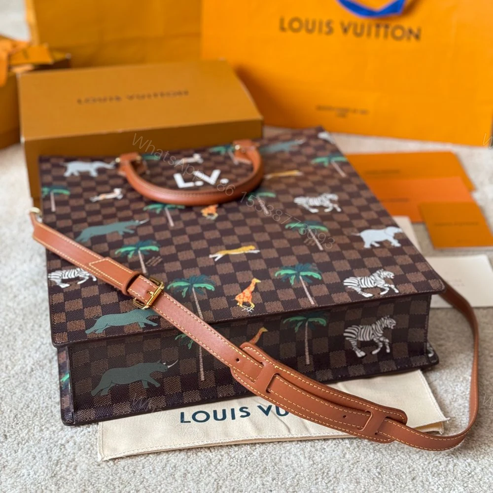 View 5 of Louis Vuitton Sac Plat x The Darjeeling Limited Damier Brown 40Cm