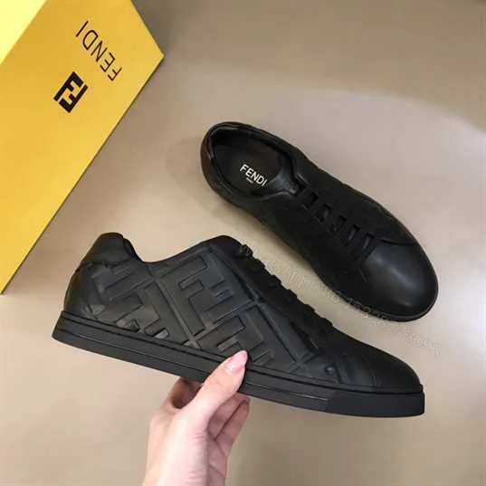 View 7 of FENDI BLACK NAPPA LEATHER LOW-TOP SNEAKERS – FD04