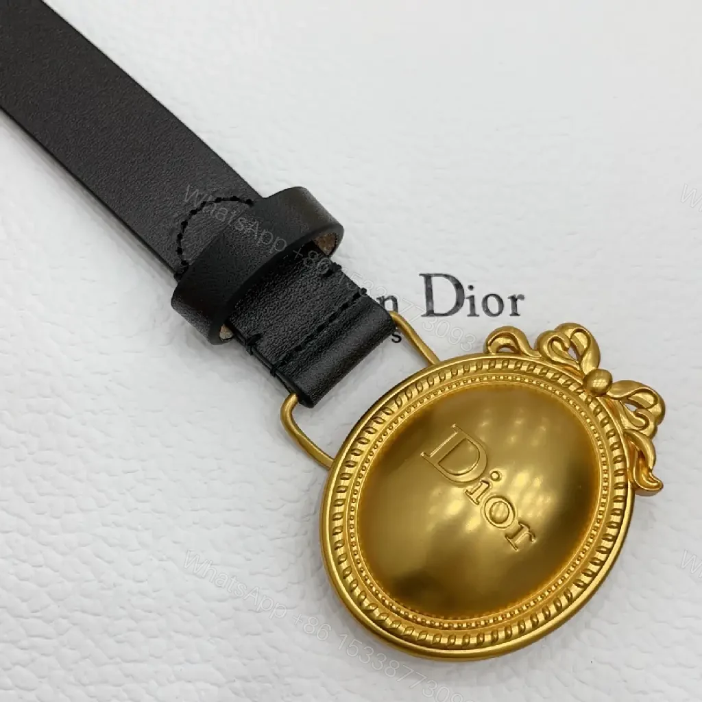 View 10 of Black Belt Vintage-Style with Ornate Gold Oval Buckle (Dior)