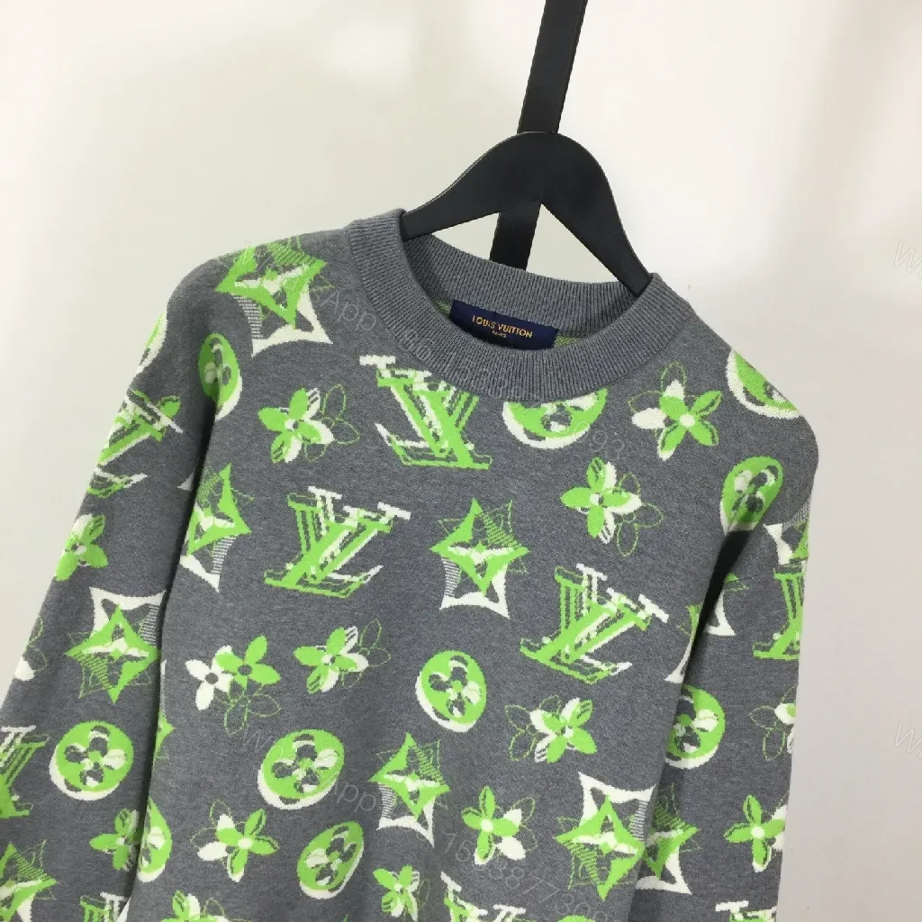 View 3 of Neon LV-Inspired Knit: Bold Graphics, Everyday Luxury Knitwear