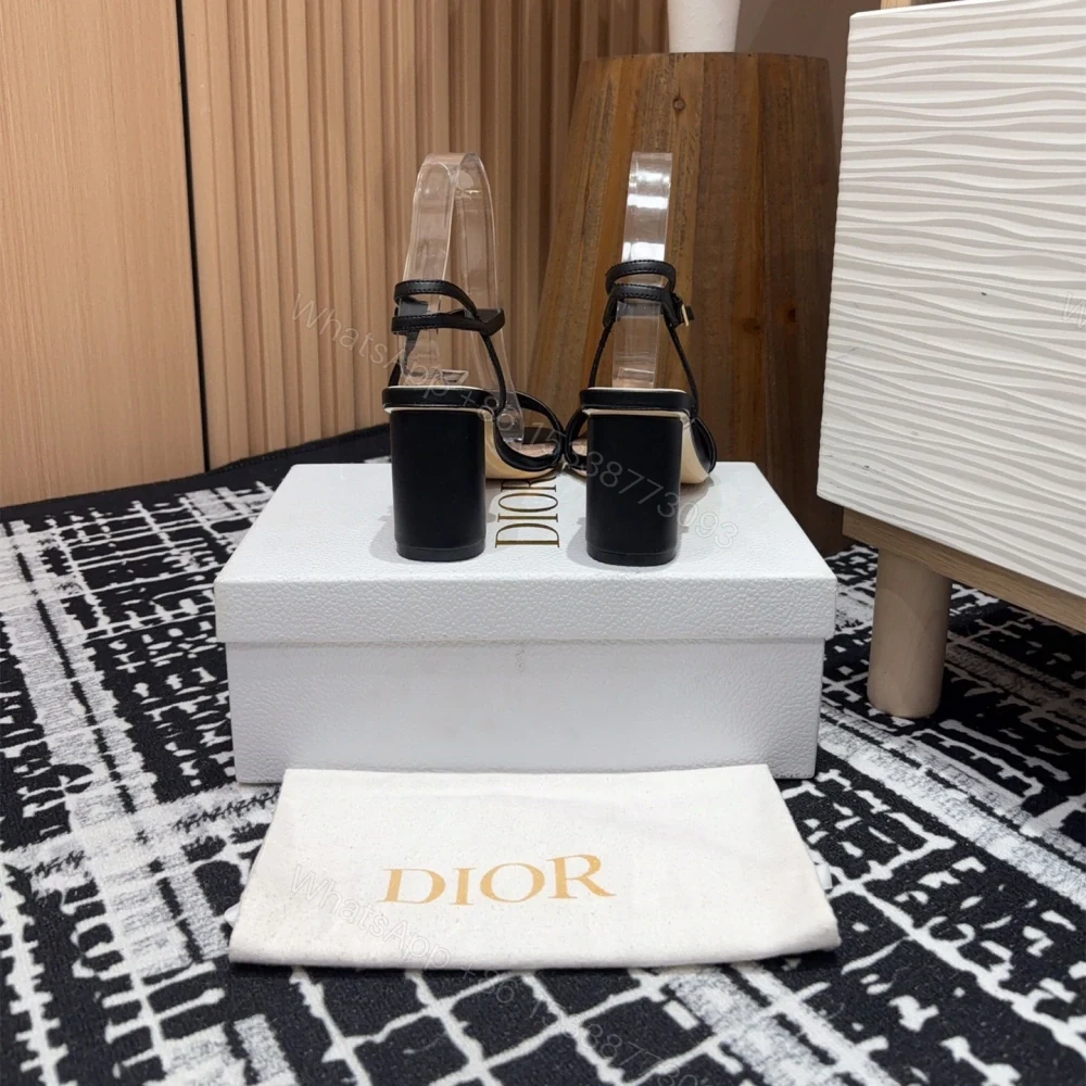 View 3 of 高仿Dior*Dway系列KDQ896一字高跟刺繡涼鞋黑色免檢版