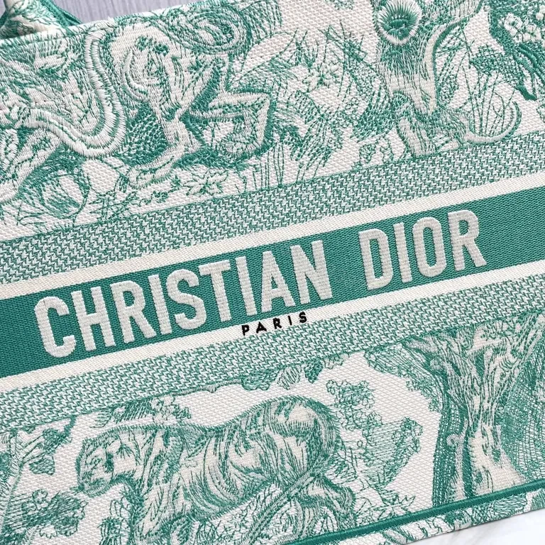 View 8 of Green Toile Signature Tote: Dior-Brand Structured Luxury Bag