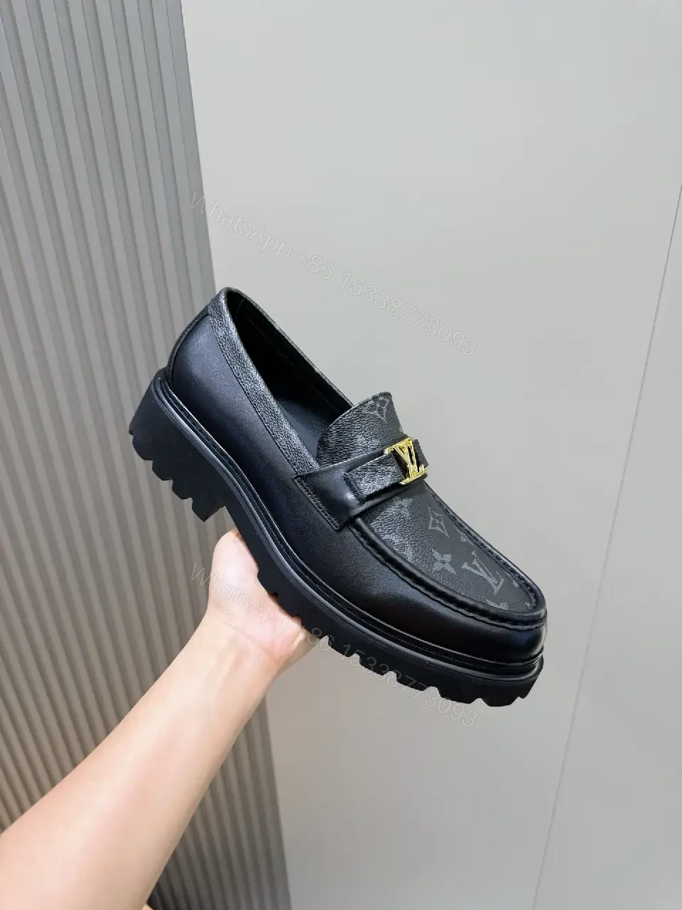 View 8 of Monogram Texture Slip-On Loafers: Luxe Comfort Shoes