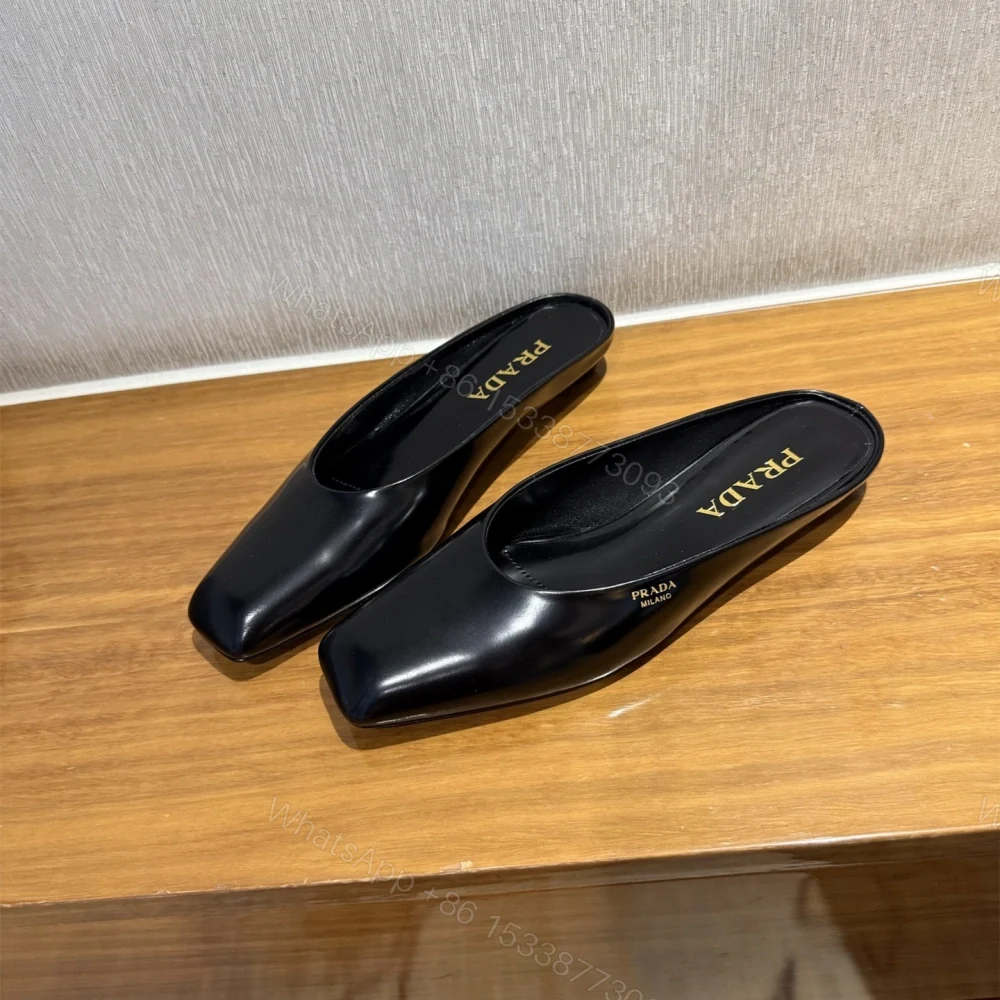 View 3 of 高仿Prada*1S825N方頭皮質休閒拖鞋黑色免檢版