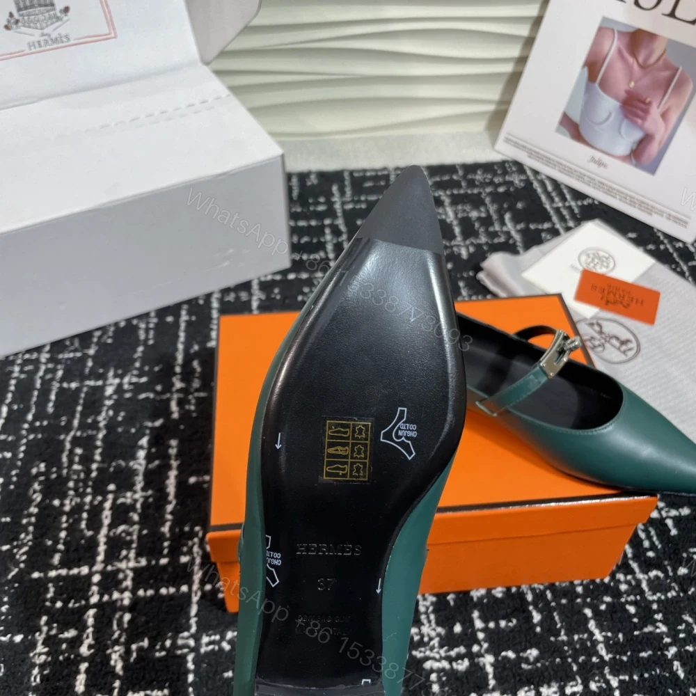 View 9 of 高仿Hermes*Kelly系列H251002Z05小牛皮休閒單鞋祖母綠免檢版