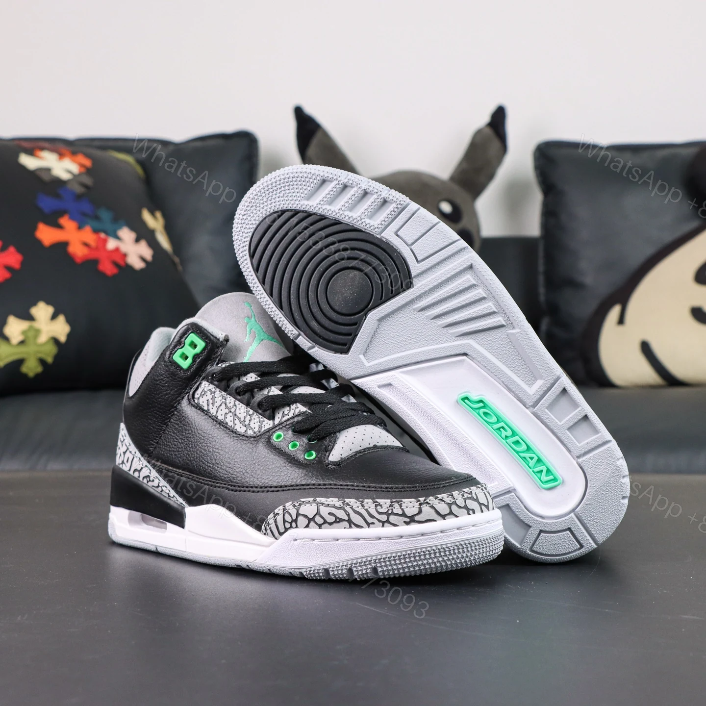 View 3 of Air Jordan 3 Retro Green Glow Replica
