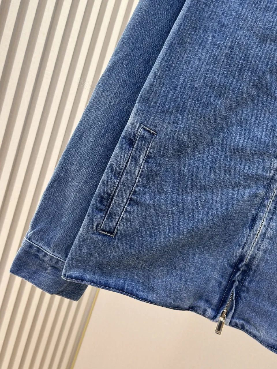 View 4 of Denim Utility Jacket with Dior-Inspired Pocket Detail