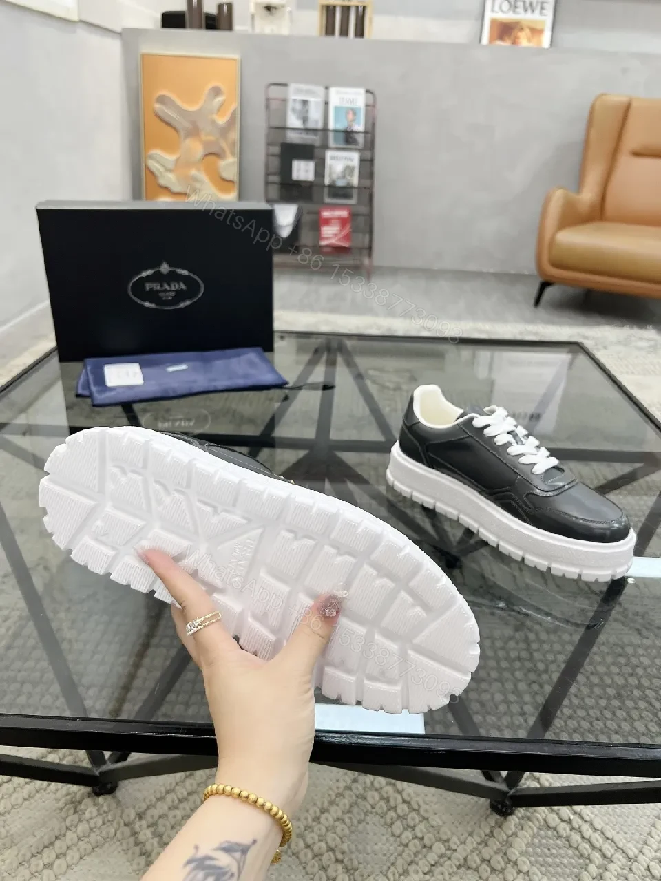 View 2 of Dark Leather Chunky-Sole Sneakers: Modern Luxury, All-Day Comfort