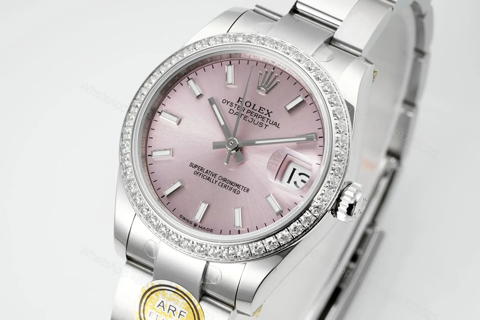 View 2 of Stunning Rolex Datejust 31 Pink Diamond replica 31MM Oyster Bracelet Edition RG-DATEJUST31-PINK-DIAMOND-OYSTER-31