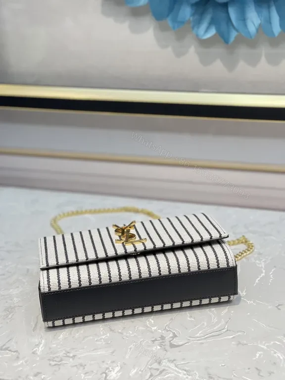 View 2 of White & Black Stripe Mini Crossbody â€” Luxe YSL-Inspired Crossbody Bag
