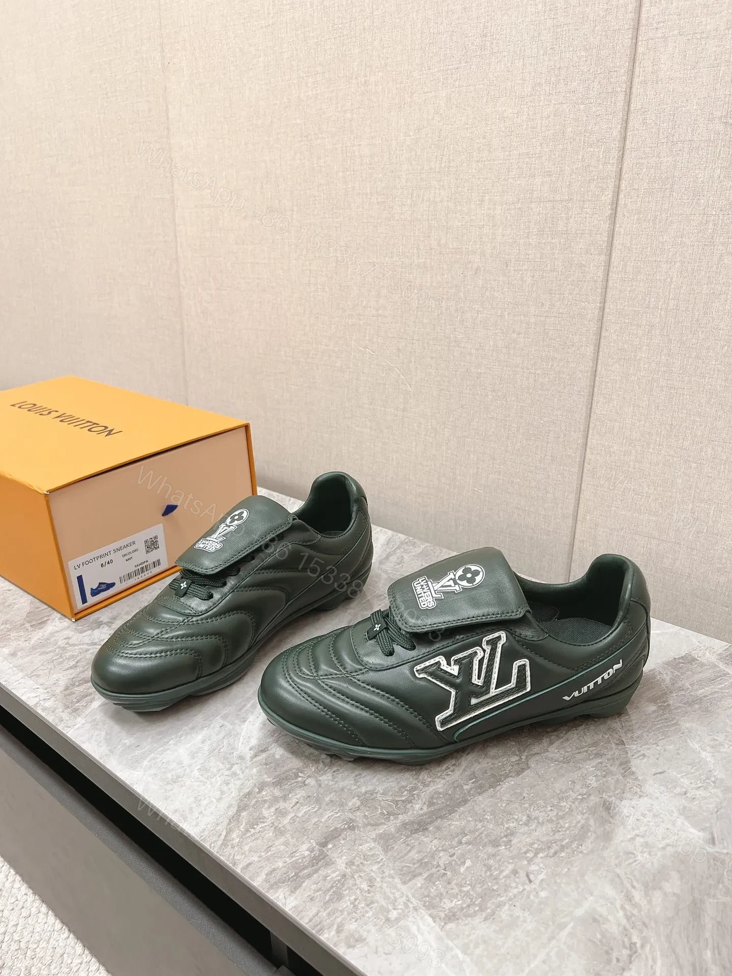 View 3 of LV Women Dark Green Leather Sneakers