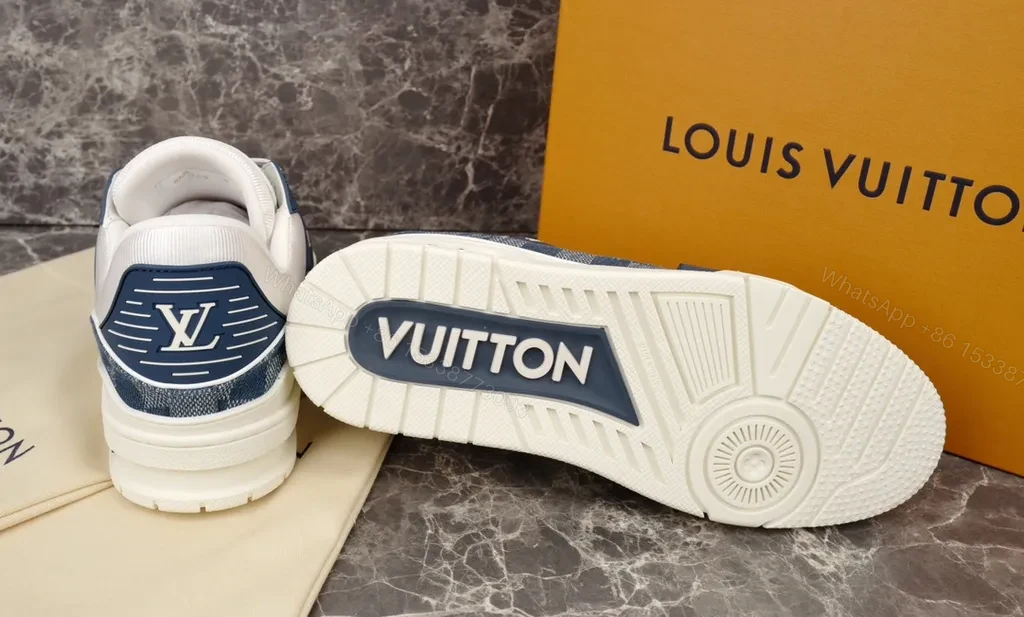 View 4 of Premium-Texture Runner: LV Branding, Navy Suede High-Tops
