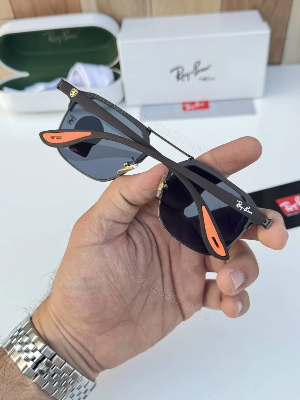 View 4 of First Copy RayBan 04 Brown Black Sunglasses