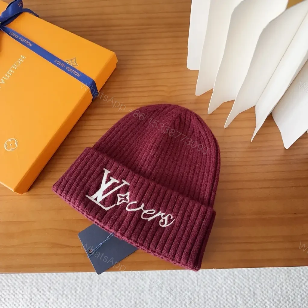 View 7 of Maroon Knit Beanie – Embroidered Designer-Inspired Style