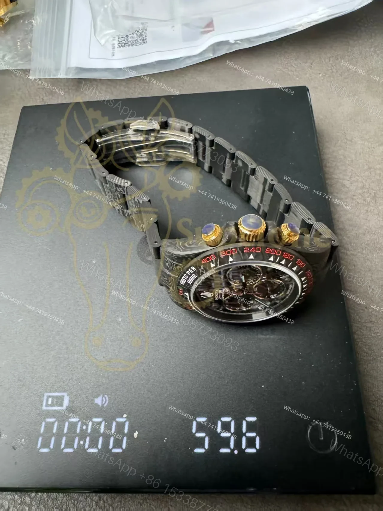 View 12 of Rolex Super Clone Carbon Fiber Daytona Skeleton Red Accents Gold Pushers