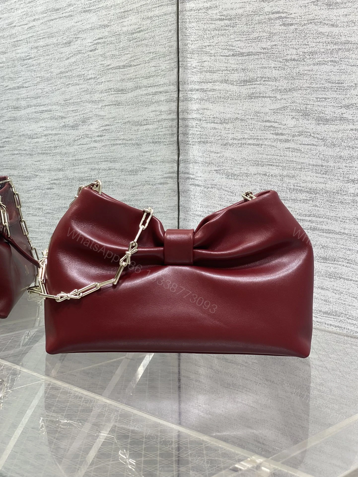 View 4 of Dior Bow Bag Small Burgundy