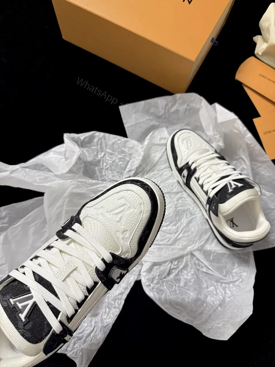 View 2 of Bold Contrast Leather Sneaker with Structured Texture