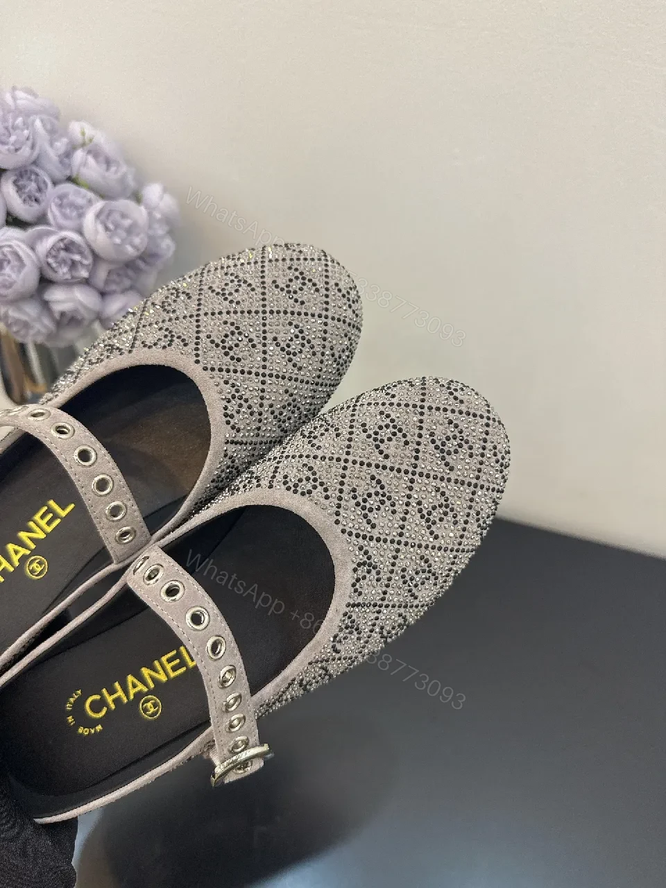 View 9 of Crochet-Texture Flats with Studded Strap Shine