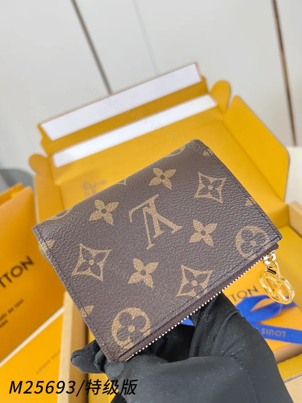 View 4 of Monogram Canvas Compact Wallet with Gold Hardware