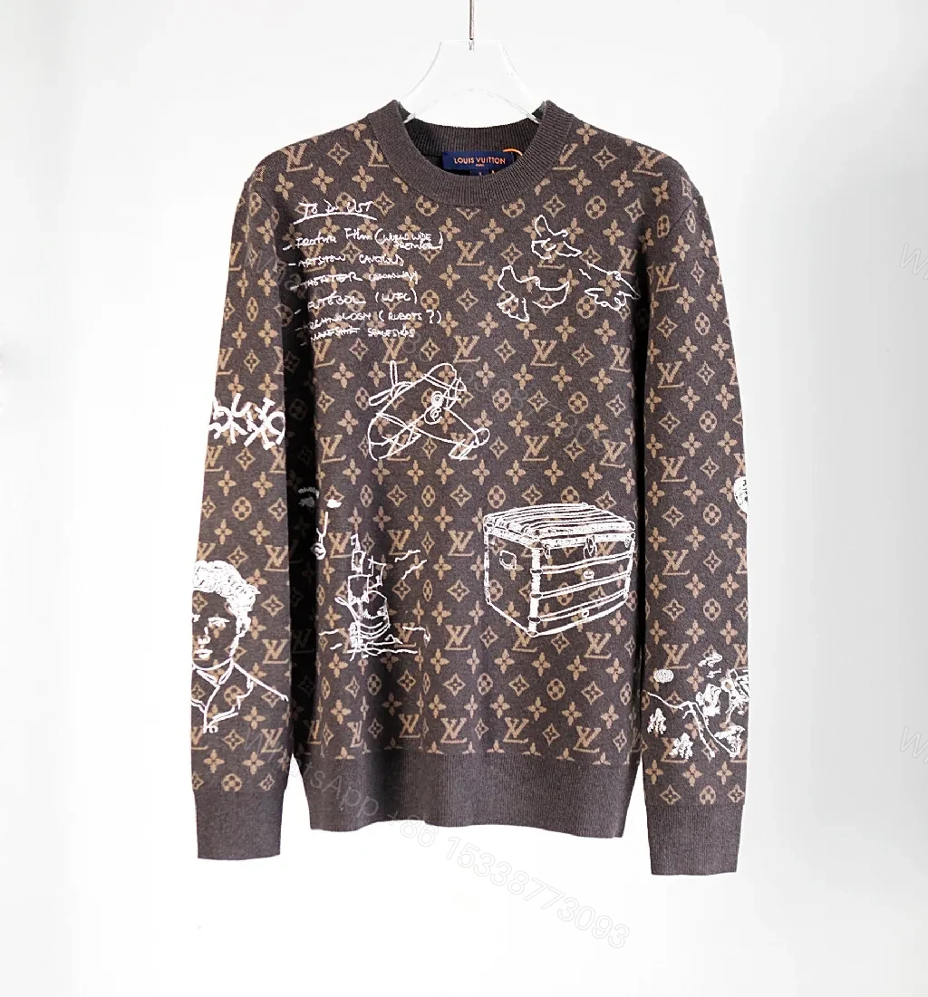 Lux Charcoal Knit: Monogram + Hand-Drawn Graphics Knitwear — view 1