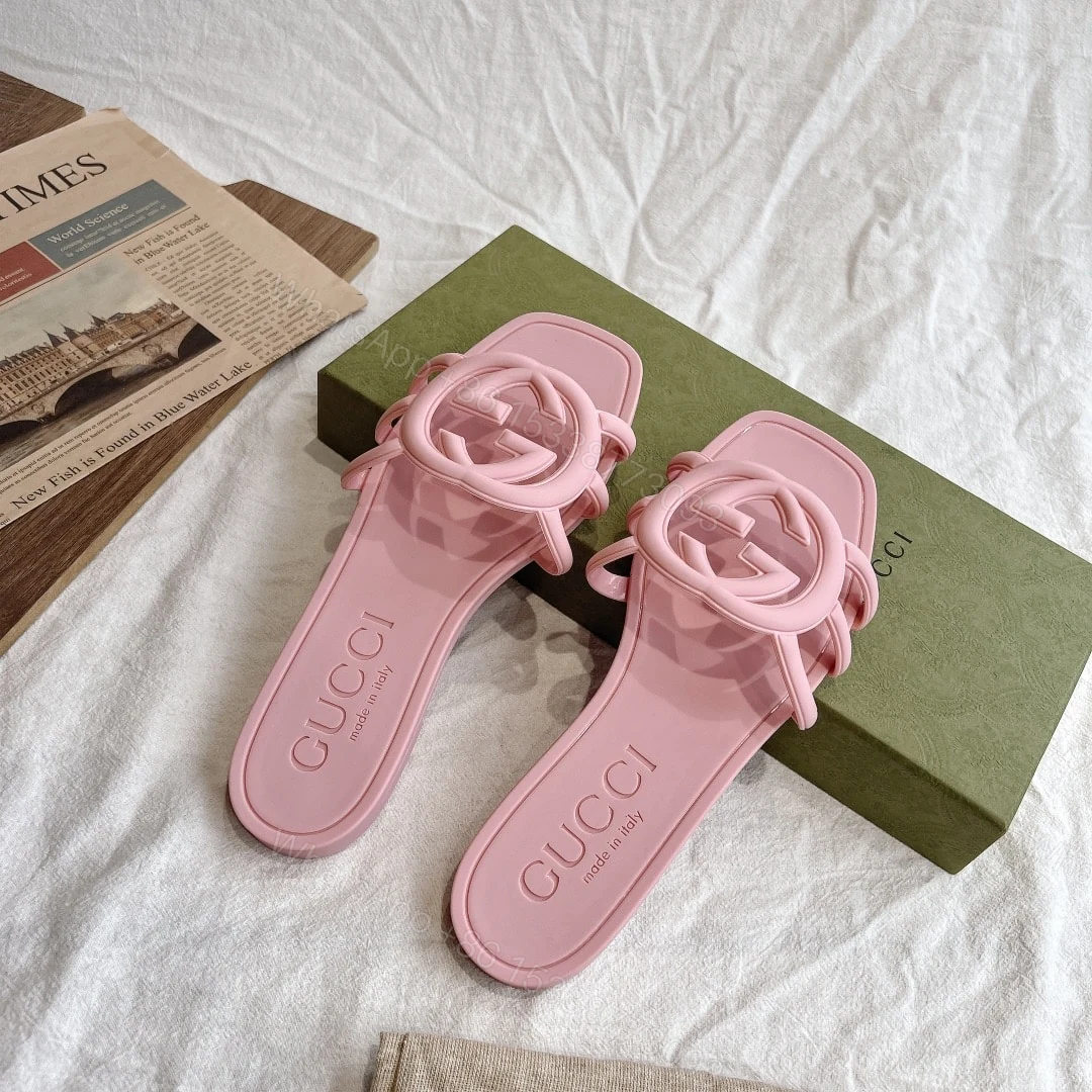 View 2 of GUCCI WOMEN’S INTERLOCKING G SLIDE SANDAL PINK 780307 J8700 5815