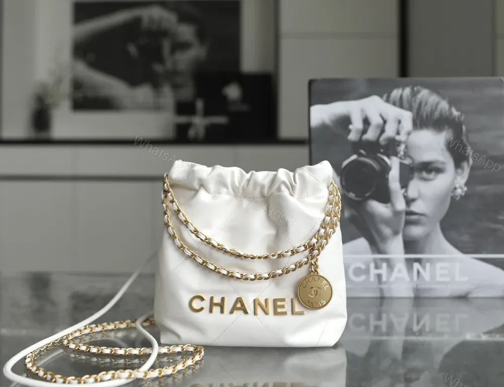 White Quilted Satchel with Gold Chain - Chanel-Inspired Luxe Bag — view 1