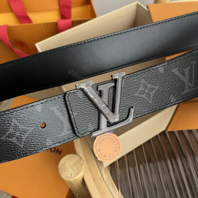 View 7 of Refined LV Monogram Belt with Signature Buckle - Luxury Leather Belt