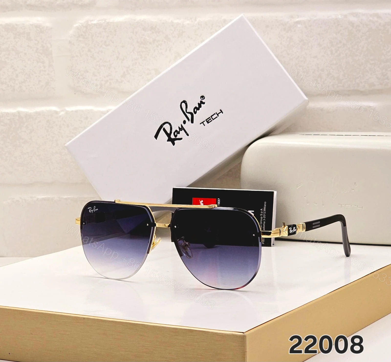 View 4 of Ray-Ban Tech Square Metal Sunglasses Black Gradient