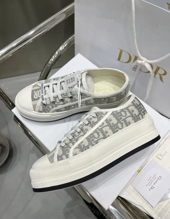 View 9 of Gray Micro-Patterned Dior Sneakers: Subtle Luxury Comfort
