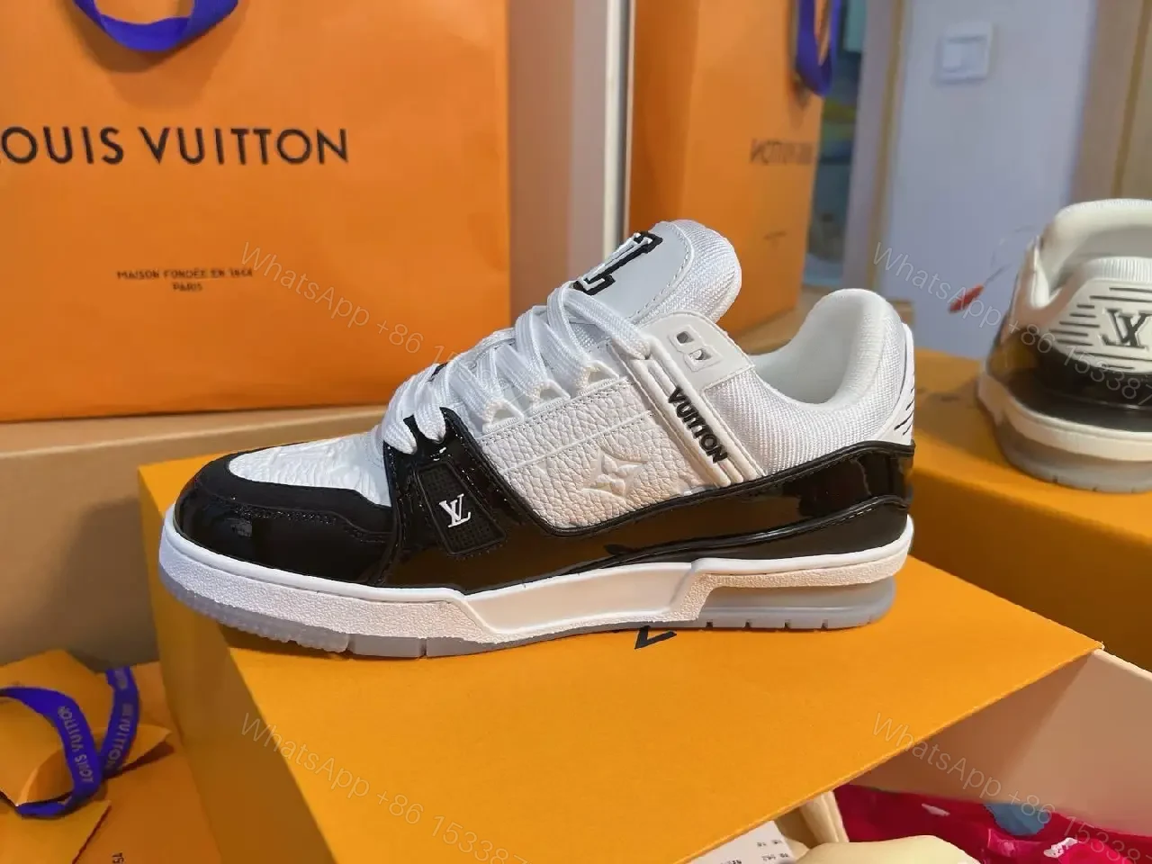 View 8 of Two-Tone Luxe Sneaker: Premium Comfort & Monogram Accent