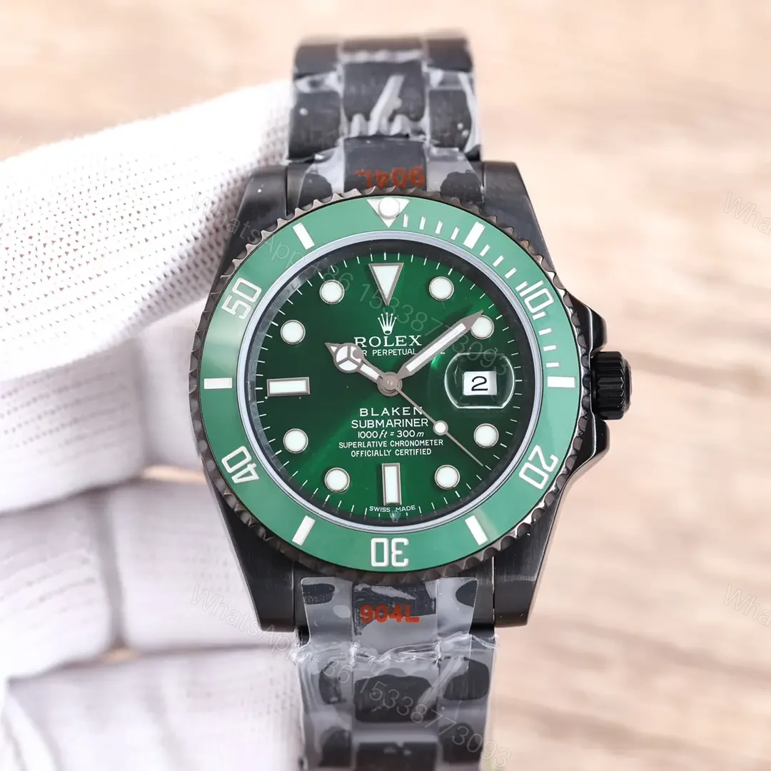 Best Rolex Blaken Green Submariner replica 40MM V9 Black Rubber Strap Edition RG-BLAKEN-SUB-GREEN-V9-RUBBER — view 1