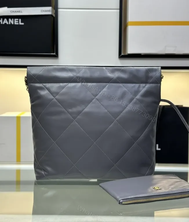 View 9 of Graphite Quilted Tote: Chanel-Inspired Luxury Everyday Bag