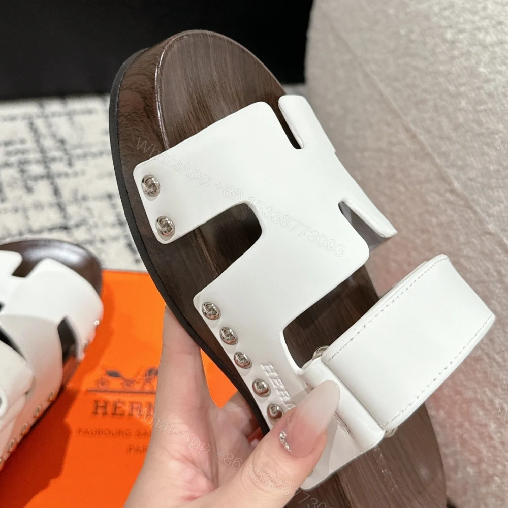 View 6 of 高仿Hermes*Kos系列H251012Z1厚底木質拖鞋白色4CM免檢版