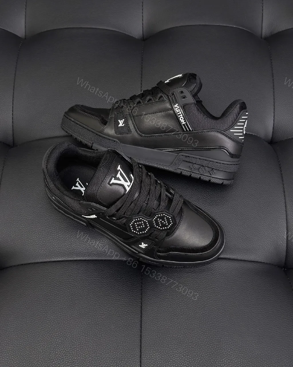 View 8 of Covert Luxe Leather Trainers: Black Minimalist Comfort Sneakers