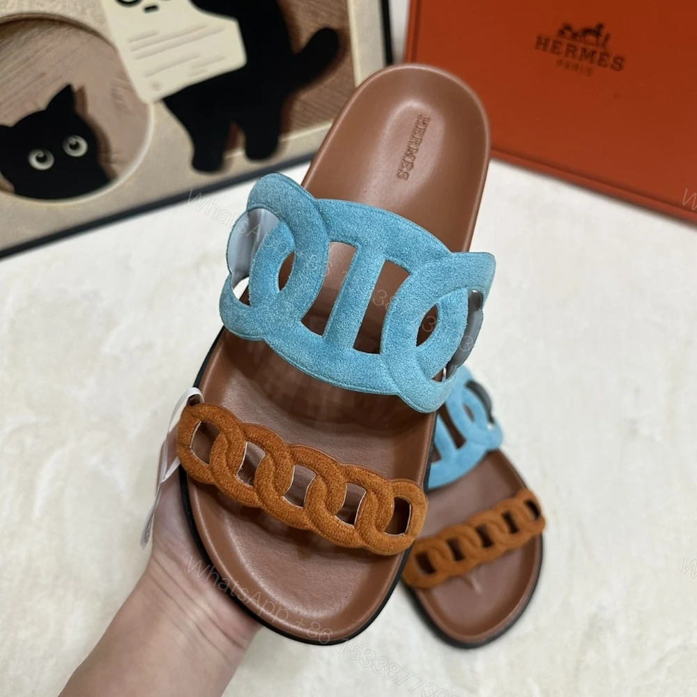 View 5 of HERMES EXTRA SANDAL MINERAL BLUE AND NATURAL H222301Z 6H345