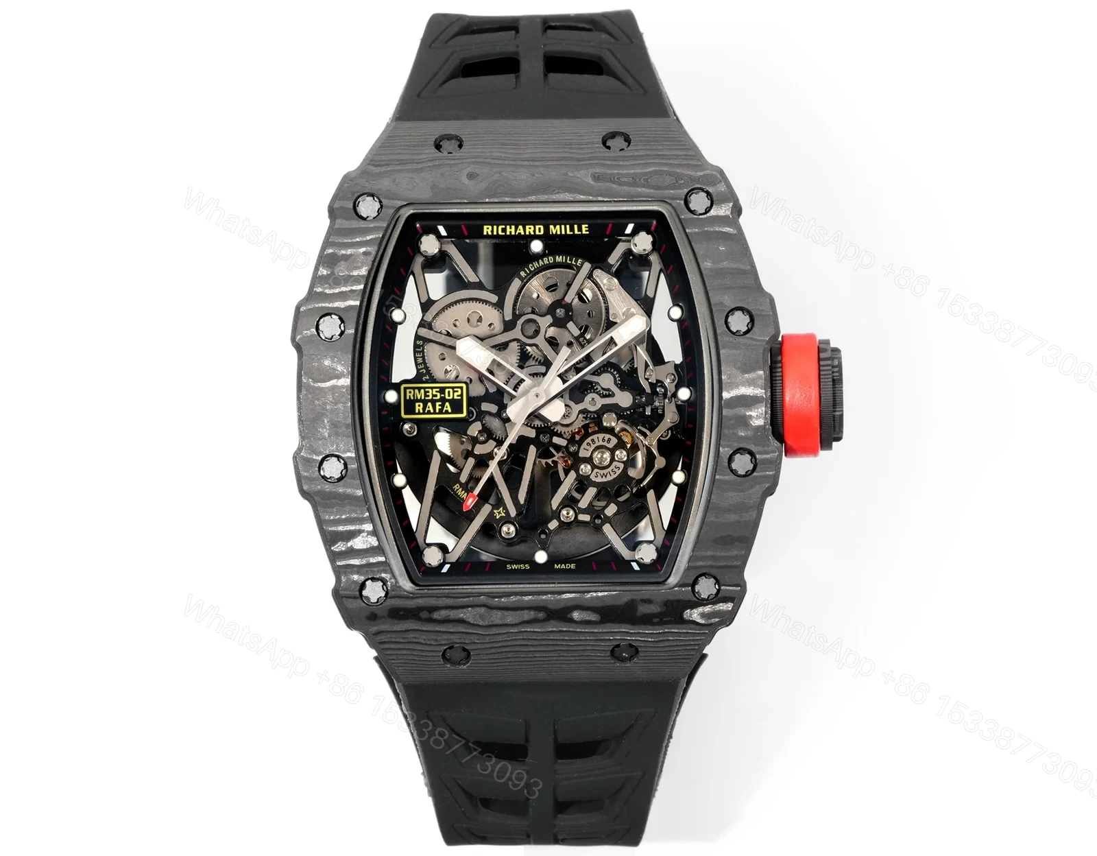Richard Mille RM35-02 Rafael Nadal Automatic Skeleton Watch NTPT Carbon Fiber Black Red Track Dial RMAL1 Movement Premium Edition RM35-02-RN-CARB-SK55 — view 1