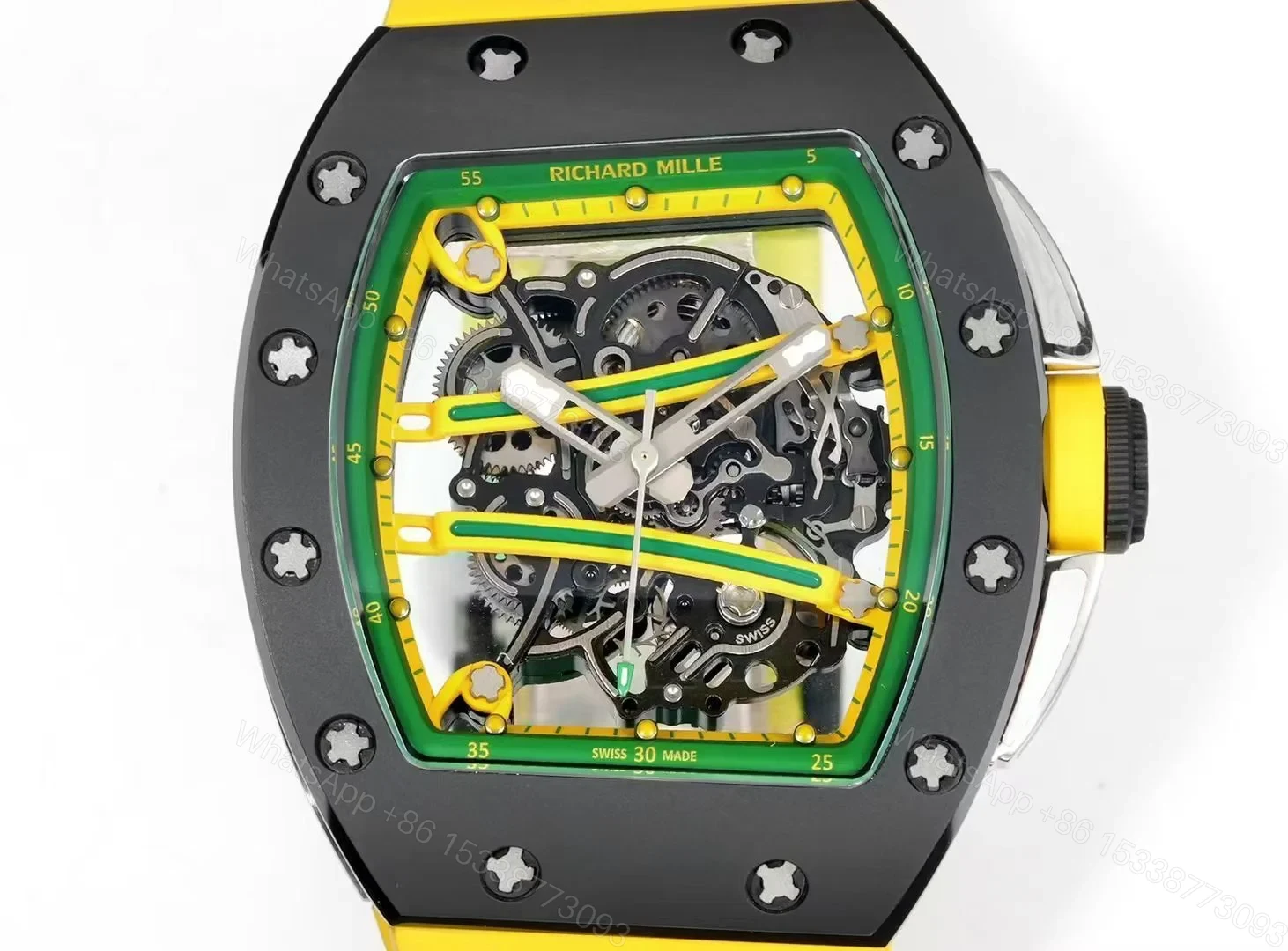 View 6 of Richard Mille RM61-01 Watch TZP-N Zirconia Ceramic NTPT Carbon Fiber Skeleton Dial RMUL2 Manual Winding Movement Suspended Bridge Luxury Sports Edition RM61-01-TZP-NTPT-RM2-SB