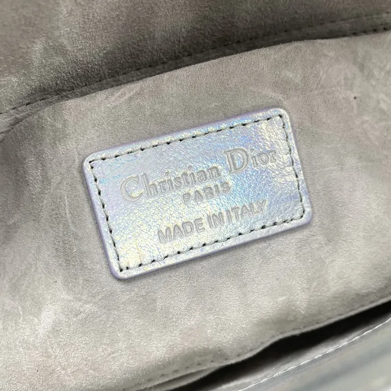 View 9 of Iridescent Quilted Dior-Inspired Bag: Silver Shine Luxury Tote