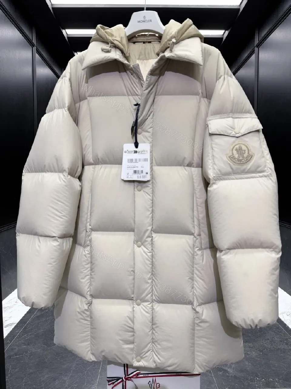 View 8 of Off-White-Trim Puffer Coat: Ultra-Warm, Subtle Luxury
