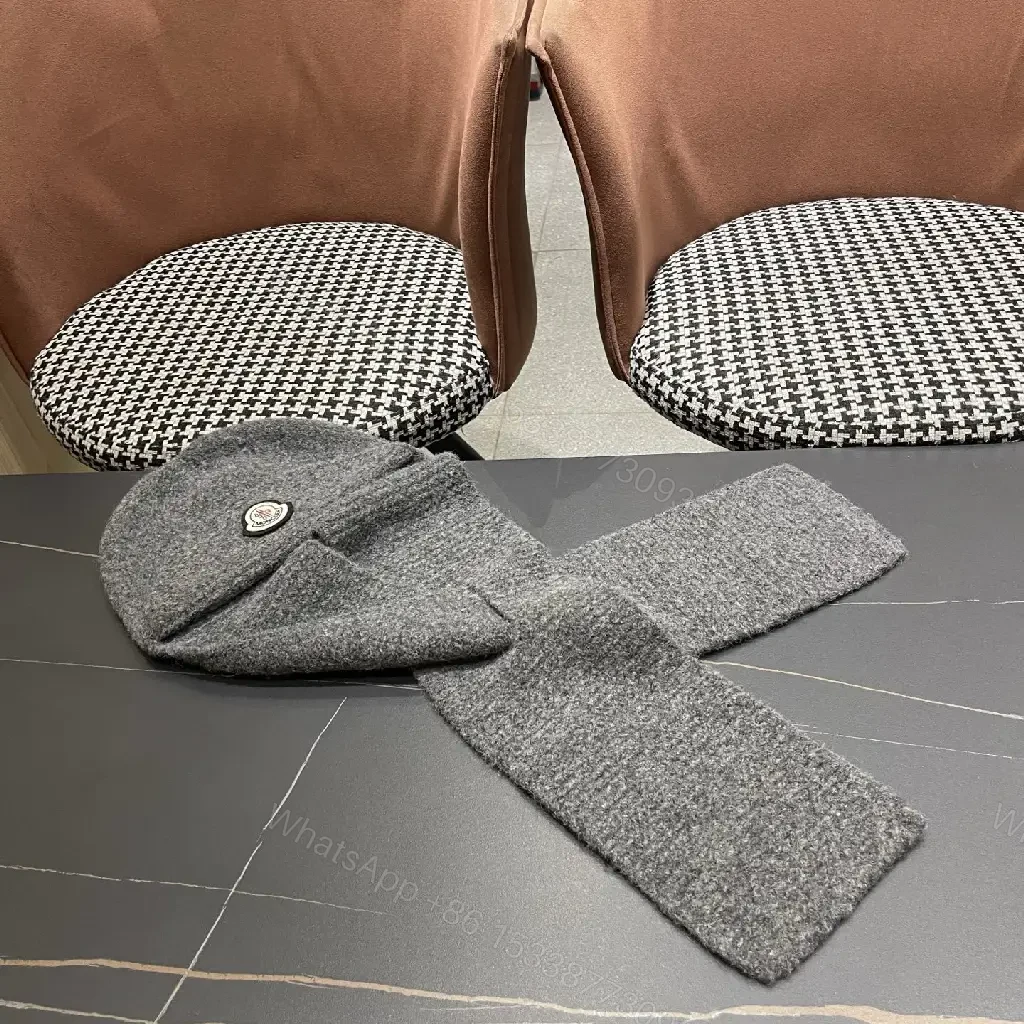 View 4 of Charcoal Wool-Blend Hooded Scarf: Luxe, Textured Warmth