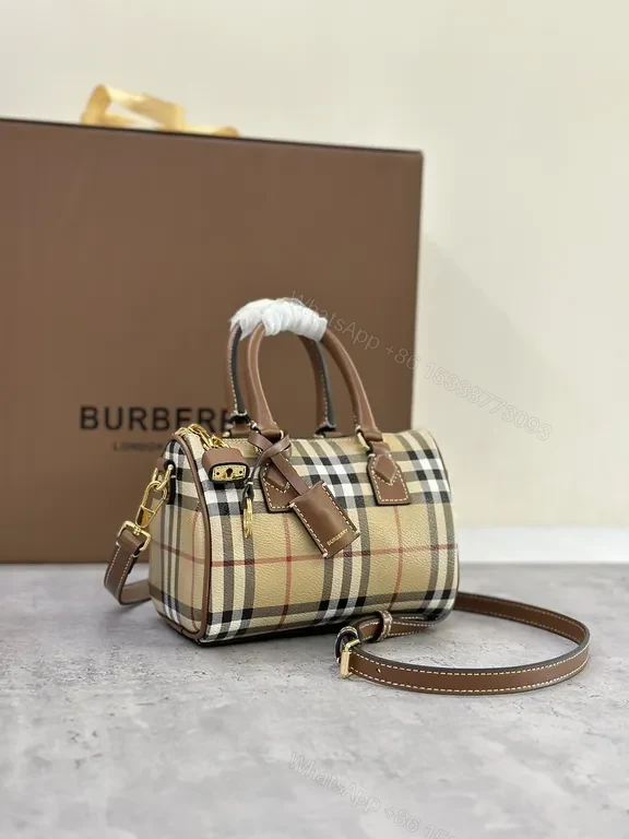 View 3 of Plaid Luxe Crossbody: Burberry-Inspired Leather Trim Bag