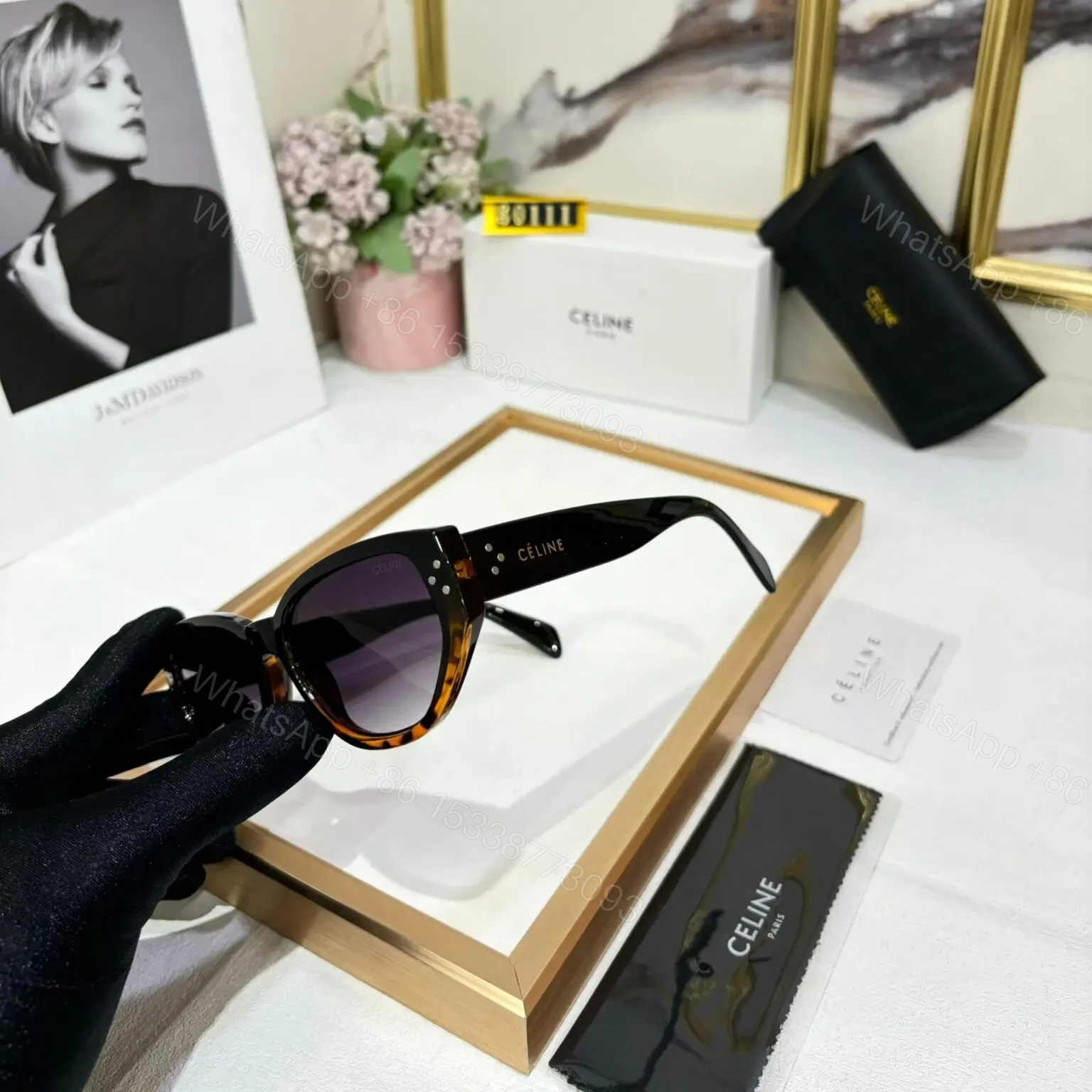 View 2 of Celine Women Sunglass Black UV Protection One Size