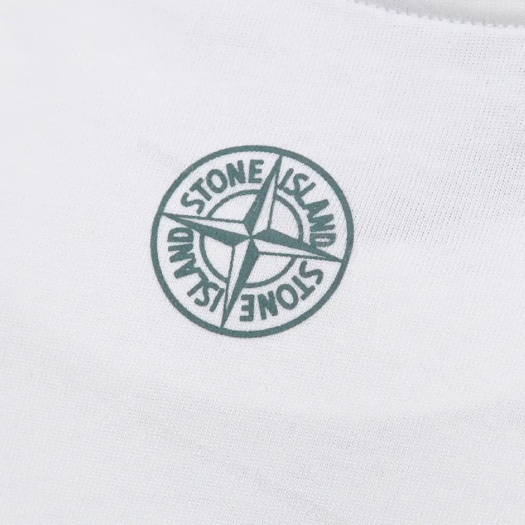 View 9 of White Cotton Minimalist Tee with Bold Linear Graphic