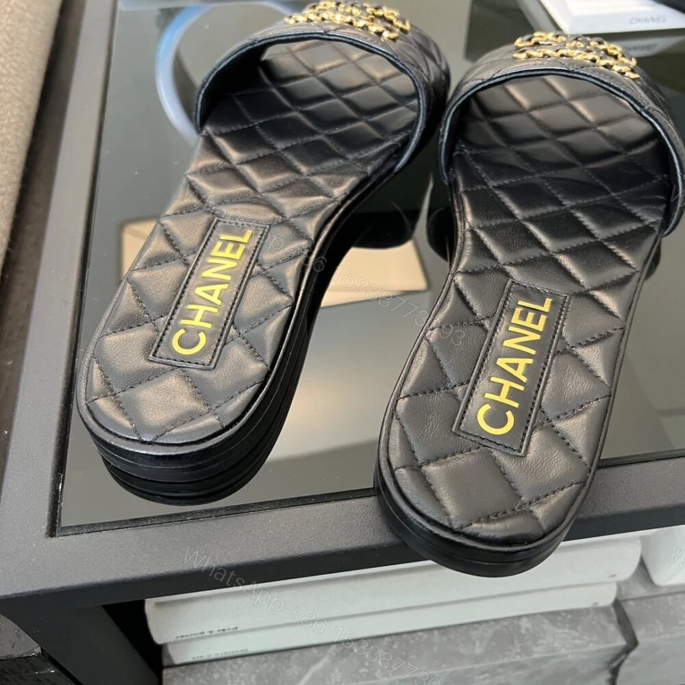 View 7 of Chanel 23P Quilted Cc Chain Mule Sandal Black