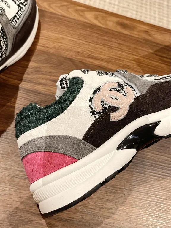 View 2 of Chanel-Inspired Knit & Leather Luxe Sneakers - All-Day Comfort